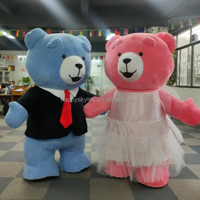 Inflatable Custom 2m2.6m Plush Teddy Bear with Skirt Mascot Costume  Cartoon Character Adult Suit Cosplay for Halloween Party