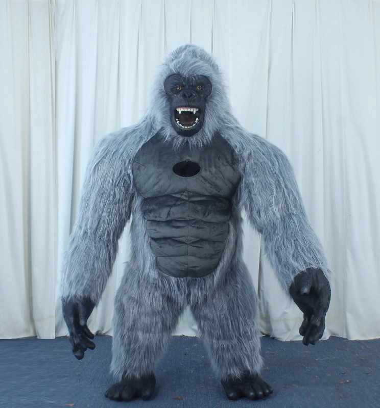 2M Grey Standing Gorilla Costume Party Blower Up Cloth Custom Animal Inflatable Mascot Costume