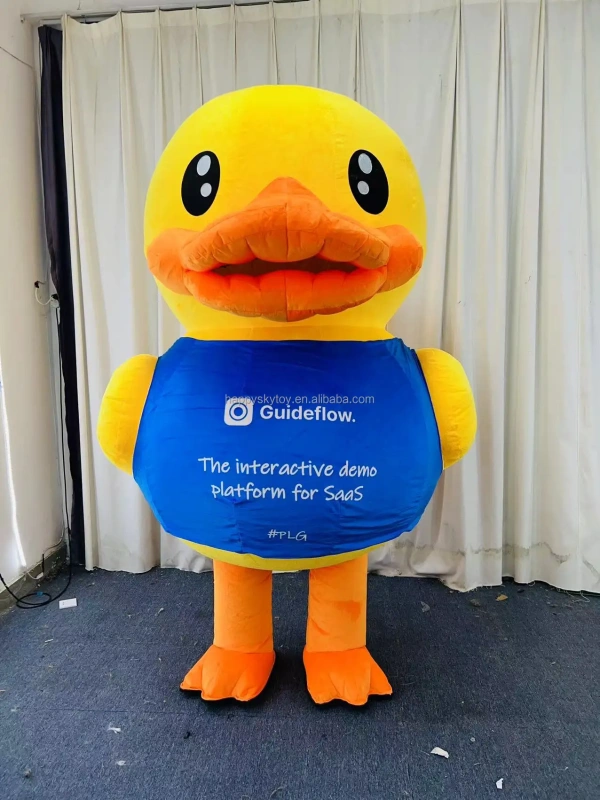 2m New Party Blower Up Cloth Custom Animal Yellow Duck Walking Inflatable Mascot Costume