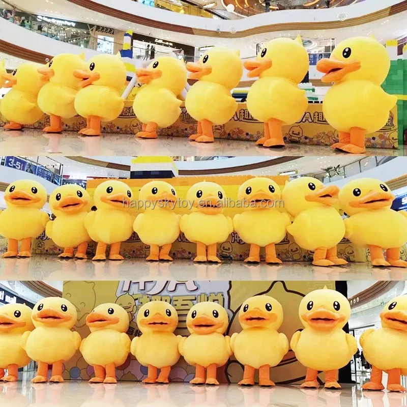 2m New Party Blower Up Cloth Custom Animal Yellow Duck Walking Inflatable Mascot Costume