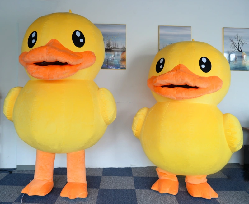 2m New Party Blower Up Cloth Custom Animal Yellow Duck Walking Inflatable Mascot Costume