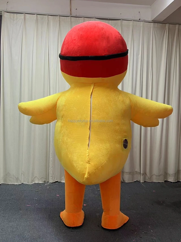 2m New Party Blower Up Cloth Custom Animal Yellow Duck Walking Inflatable Mascot Costume