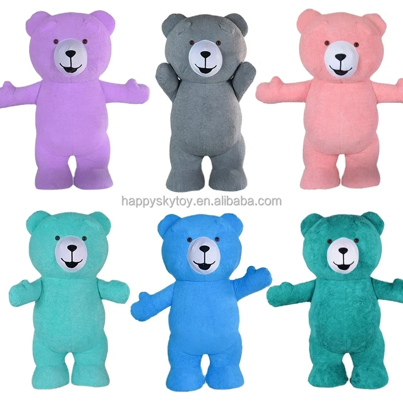 Gray Teddy Bear Inflatable Plush Mascot Costume Cosplay Party