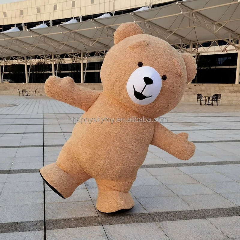 Happy Island High Quality walking giant inflatable Teddy Bear mascot costume for adult