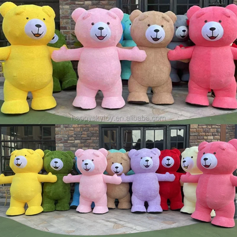 Happy Island High Quality walking giant inflatable Teddy Bear mascot costume for adult