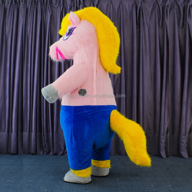 CE Certified 2M/2.6 Inflatable Unicorn Horse Mascot Costume Long Fur Design Unisex for Adults for Sale