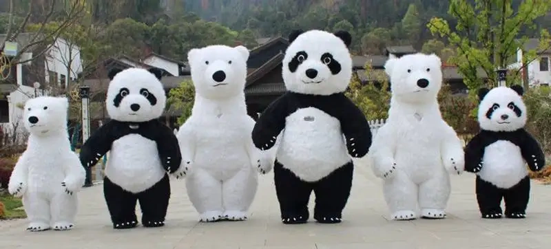 Hot Selling Unisex Adult Halloween Carnival White Polar Bear Panda Inflatable Mascot Stage Performance Outdoor Toys
