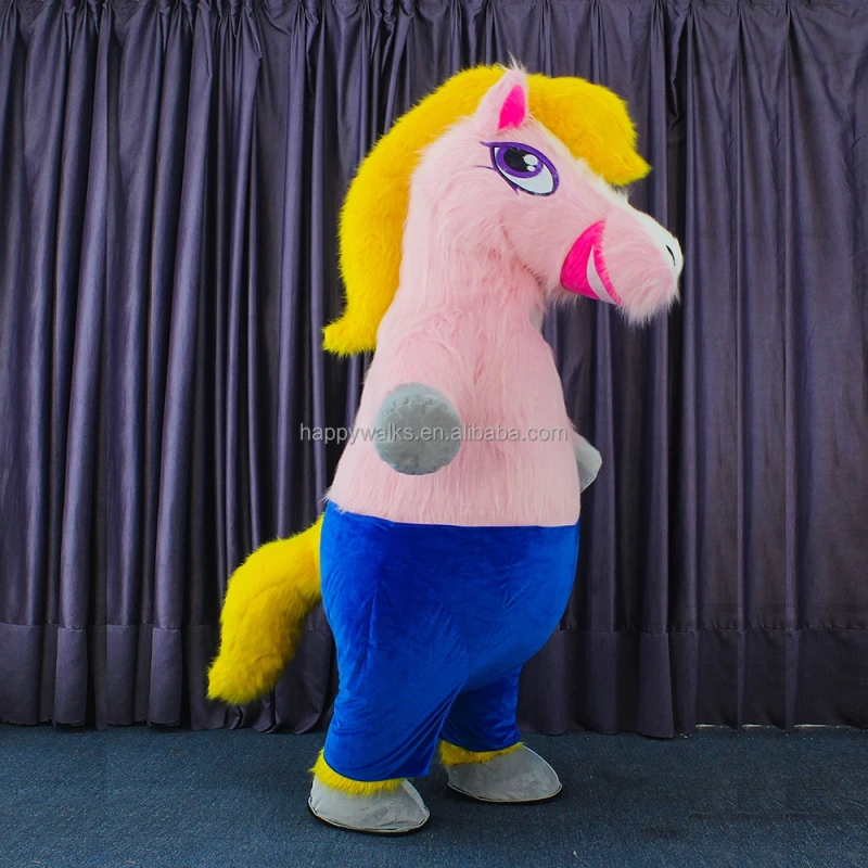 CE Certified 2M/2.6 Inflatable Unicorn Horse Mascot Costume Long Fur Design Unisex for Adults for Sale