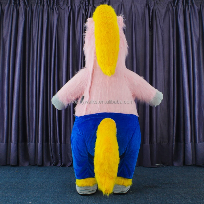 CE Certified 2M/2.6 Inflatable Unicorn Horse Mascot Costume Long Fur Design Unisex for Adults for Sale