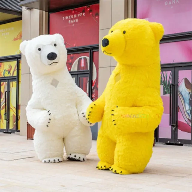 2m,2.6m and 3m adult inflatable polar bear costume in yellow brown white