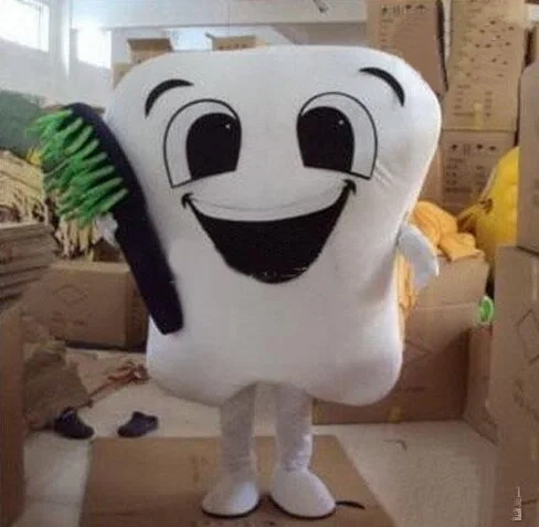 a pair of healthy tooth mascot costume adult size cartoon girl/boy teeth mascotte dentist advertising fancy dress