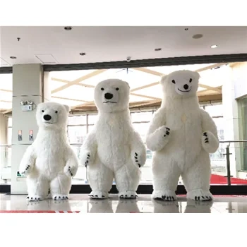 2m,2.6m and 3m adult inflatable polar bear costume in yellow brown white
