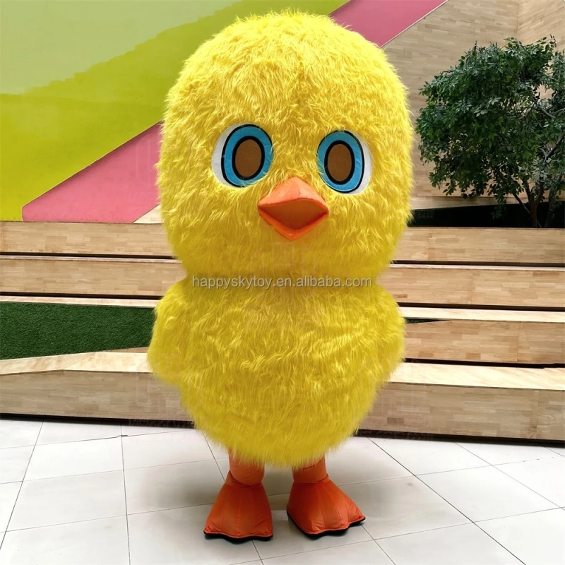 Super Cute People Wearing Inflatable Chick Mascot Costume For Party