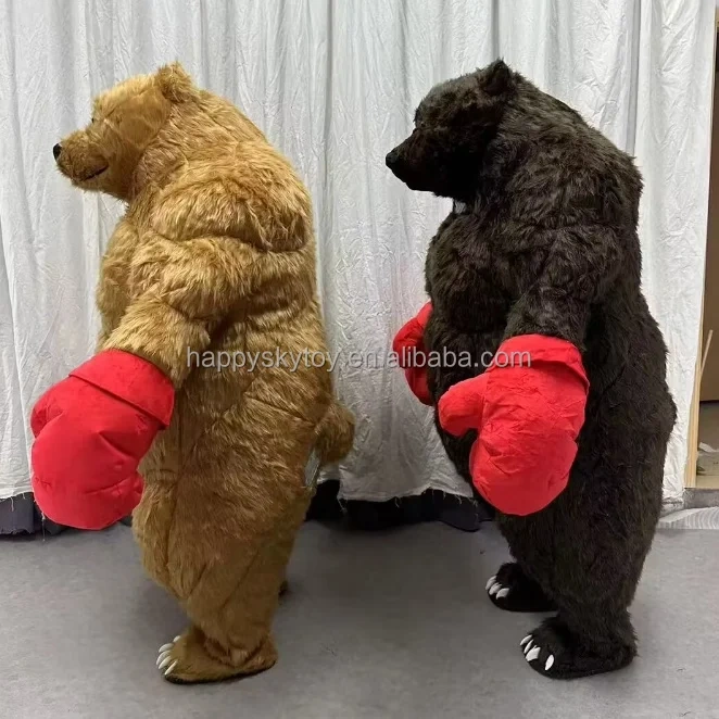 professional factory customized inflatable walking animal cartoon costume bear with boxing gloves mascot costume for advertising