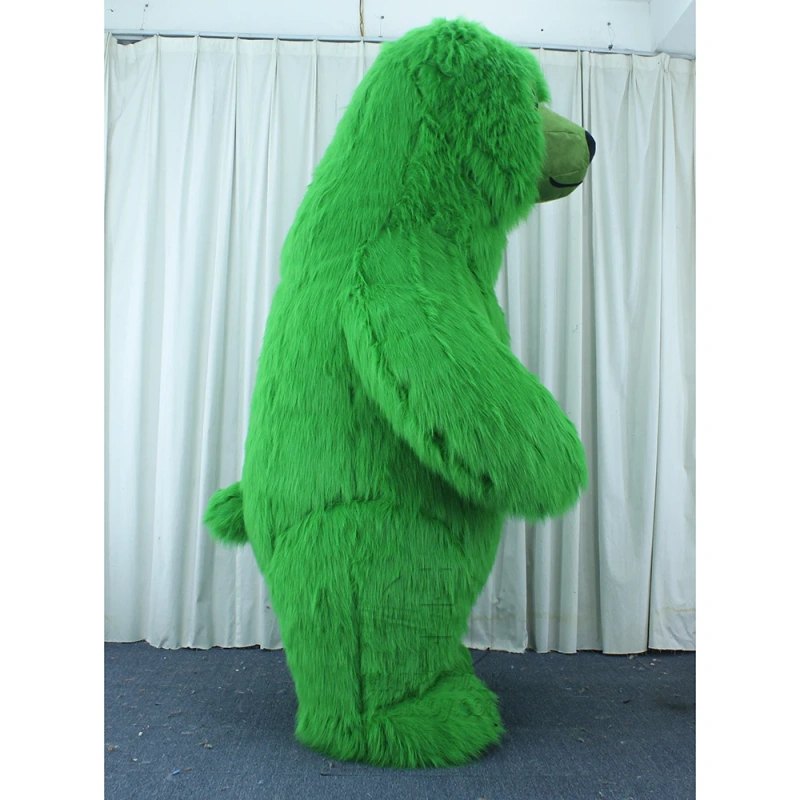 Nice! Colorful green polar bear inflatable costume long plush animals inflatable mascot costume