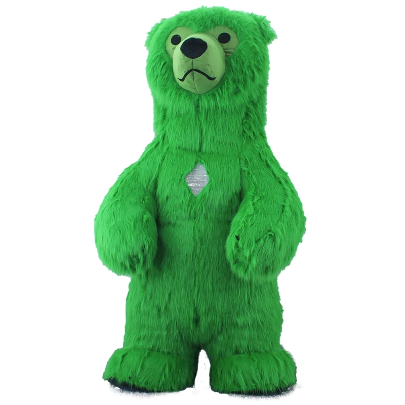 Nice! Colorful green polar bear inflatable costume long plush animals inflatable mascot costume