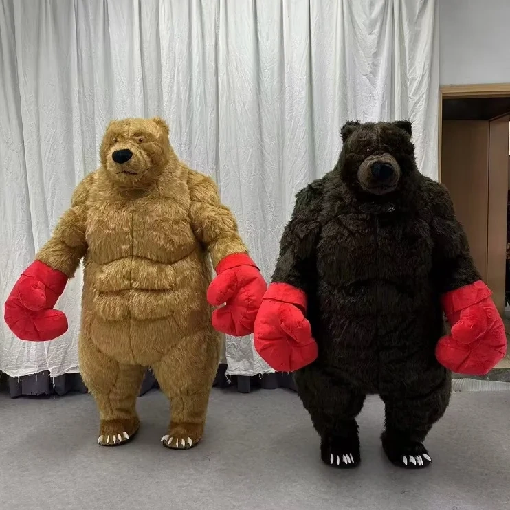 professional factory customized inflatable walking animal cartoon costume bear with boxing gloves mascot costume for advertising