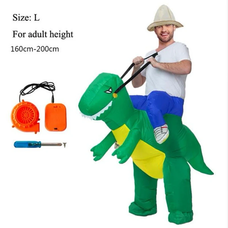 Riding on T rex Dinosaur Inflatable Costume for Holiday Carnival Funny Party Dress Outfit