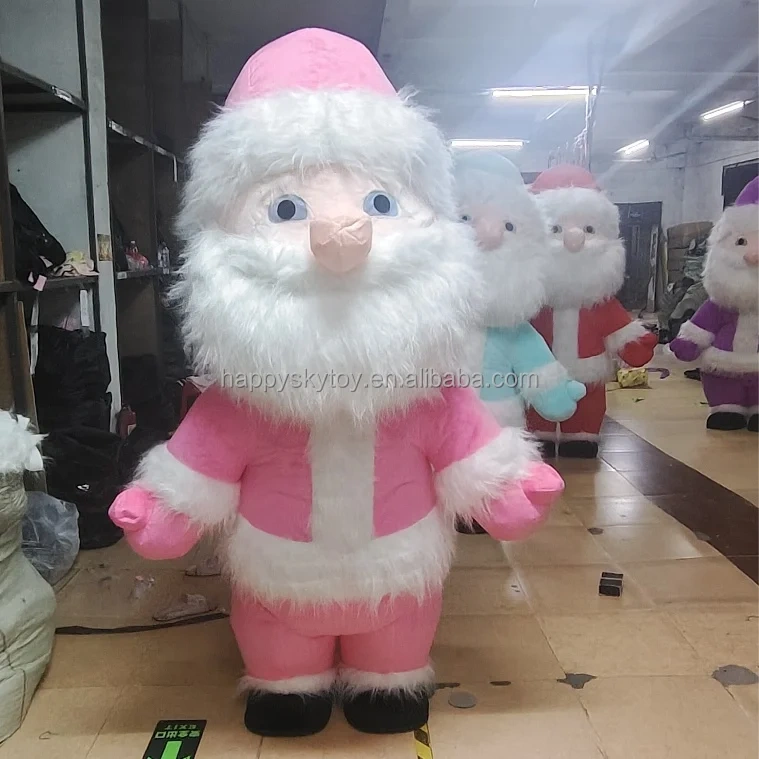 Hot Sale Christmas Adult Inflatable Costume Santa Snowman Mascot Sui Hand Drawn Printing for Cosplay and Party Events