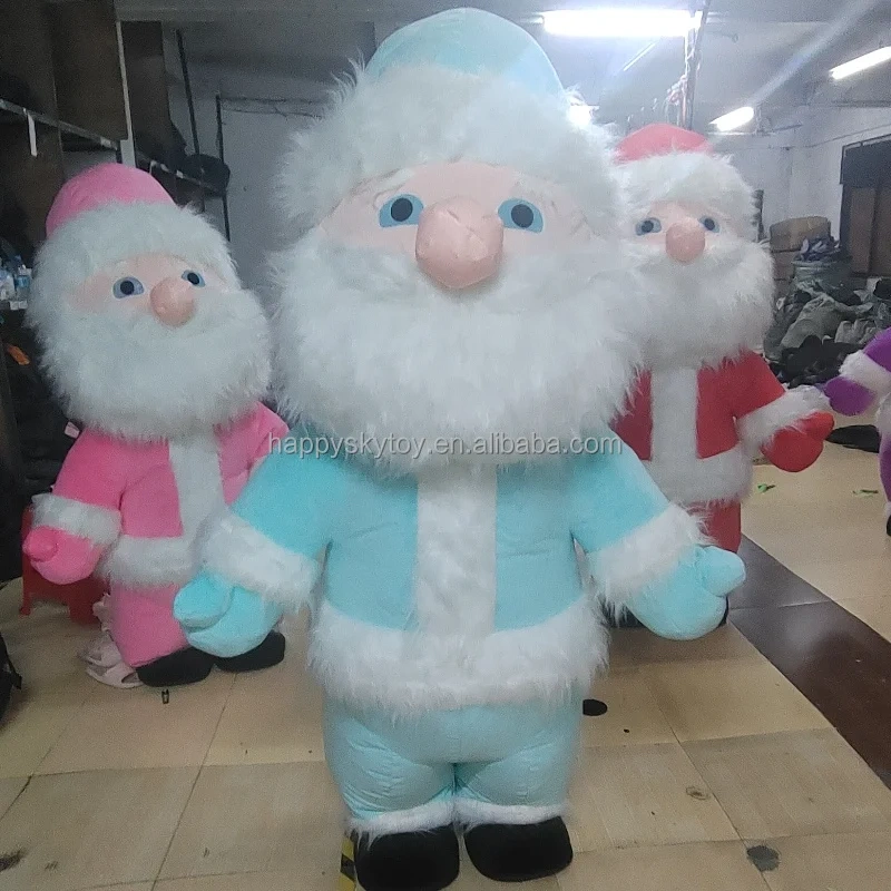 Hot Sale Christmas Adult Inflatable Costume Santa Snowman Mascot Sui Hand Drawn Printing for Cosplay and Party Events