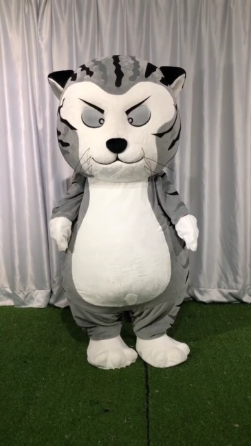 Inflatable grey cat Mascot Costume for adult