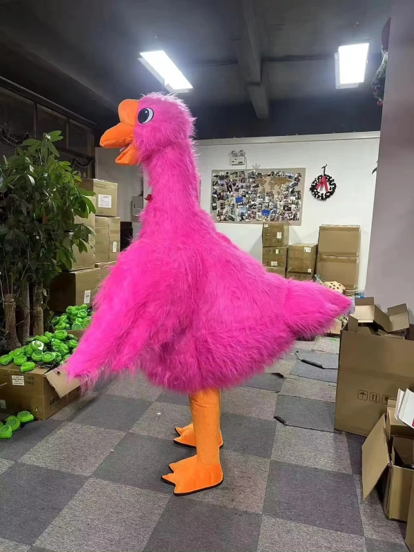 Pink Inflatable Swan Mascot Costume Adult Furry Goose Cosplay Dress
