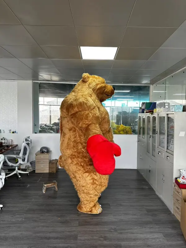 Inflatable Boxing teddy bear Mascot Costume for adult
