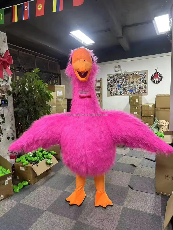 Pink Inflatable Swan Mascot Costume Adult Furry Goose Cosplay Dress