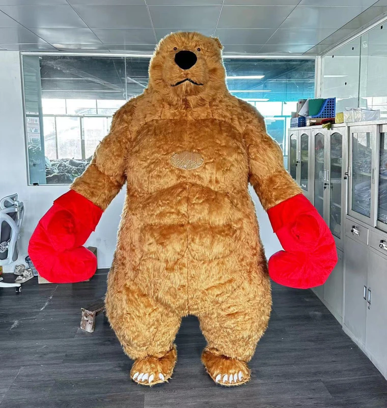 Inflatable Boxing teddy bear Mascot Costume for adult