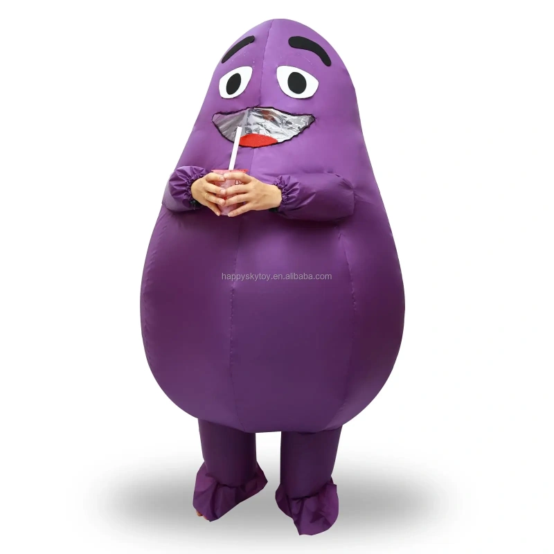Unisex Adult Funny Purple Eggplant Cosplay Air Blow-Up Inflatable Halloween Carnival Party Fruits and Vegetables Costume