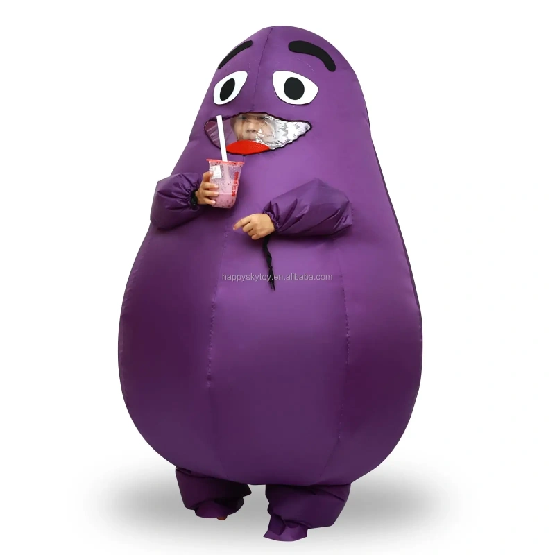 Unisex Adult Funny Purple Eggplant Cosplay Air Blow-Up Inflatable Halloween Carnival Party Fruits and Vegetables Costume