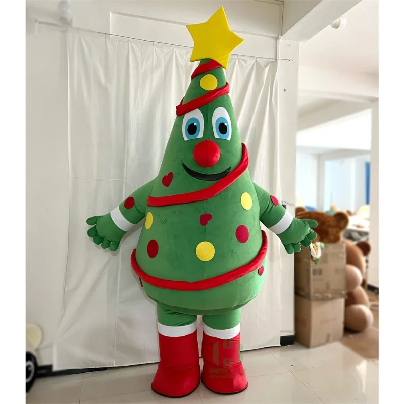 Best Seller Unisex Inflatable Christmas Tree Mascot Costume Adults' Hand Drawn Printing Cosplay Walking Costume for Parties