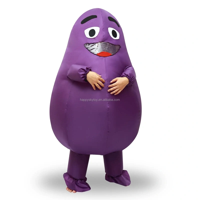 Unisex Adult Funny Purple Eggplant Cosplay Air Blow-Up Inflatable Halloween Carnival Party Fruits and Vegetables Costume