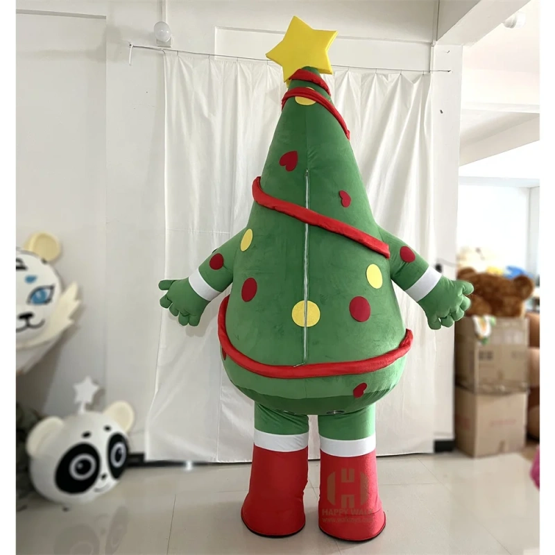 Best Seller Unisex Inflatable Christmas Tree Mascot Costume Adults' Hand Drawn Printing Cosplay Walking Costume for Parties