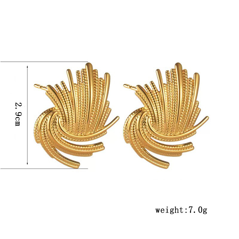 Personalidad retro moda remolino forma de fuegos artificiales collar de acero inoxidable pendientes pendientes chapado en oro de 18 quilates joyería de lujo ligera para mujeres