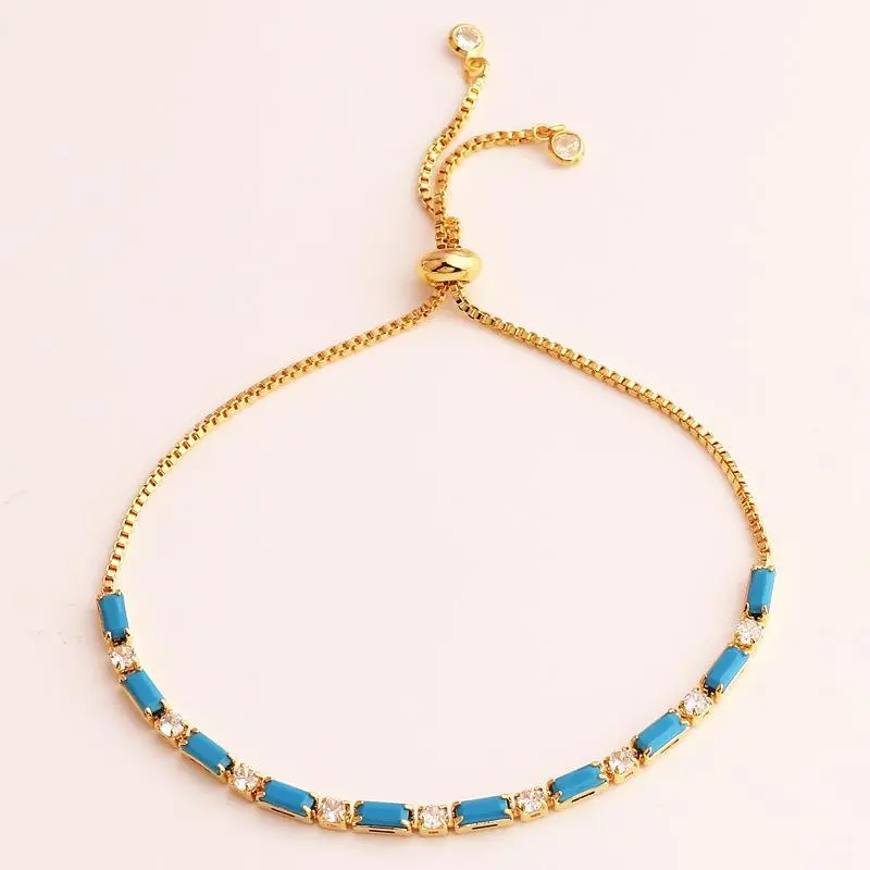 Collar de joyería de cobre con circonita de colores, pulsera, cadena retro para mujer