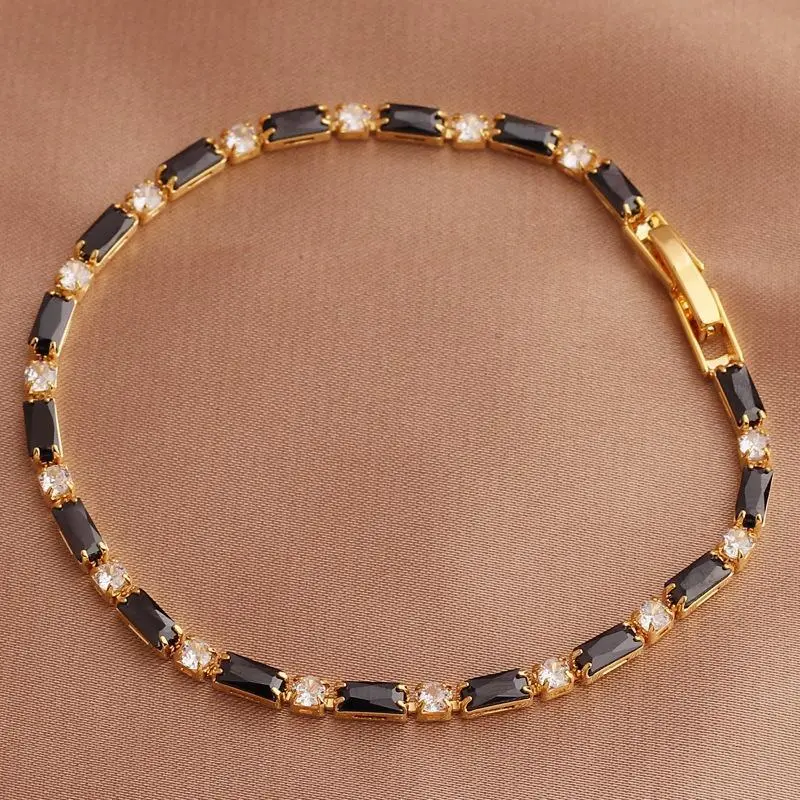 Collar de joyería de cobre con circonita de colores, pulsera, cadena retro para mujer