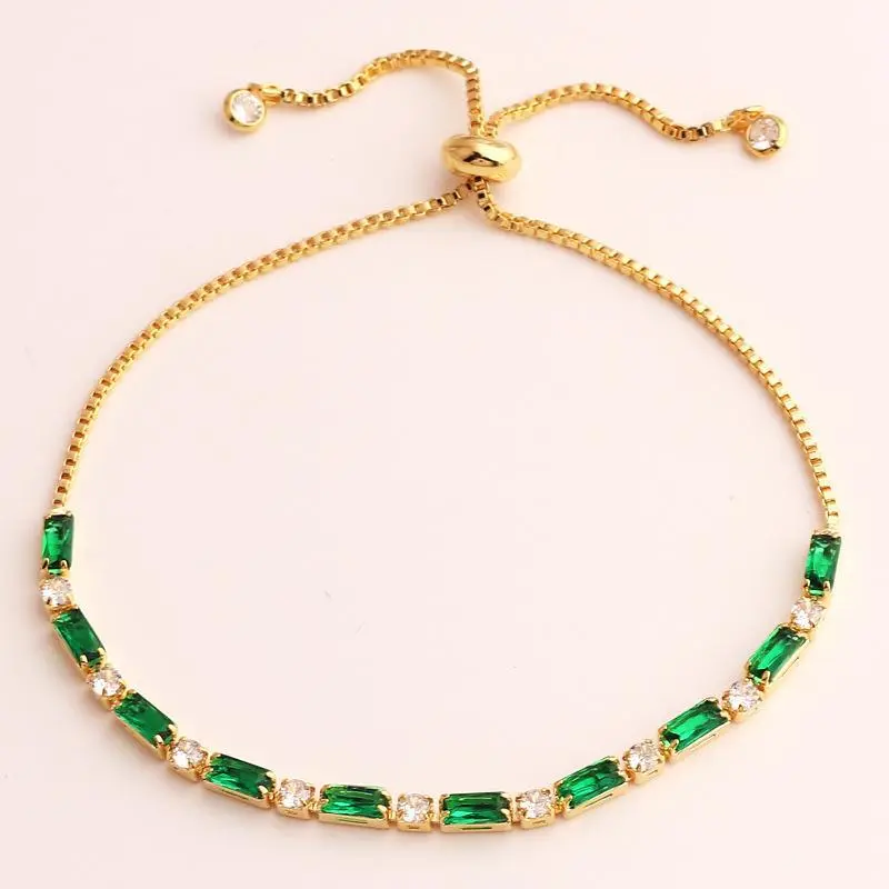 Collar de joyería de cobre con circonita de colores, pulsera, cadena retro para mujer