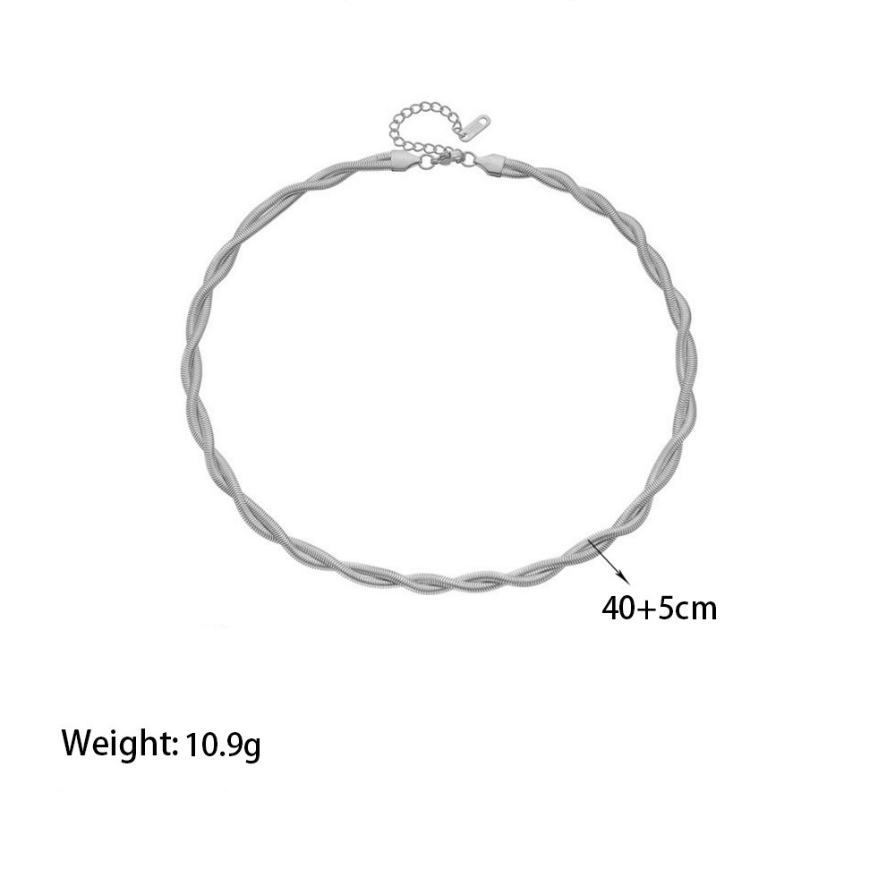 Diseño de nicho, sentido simple y de alta gama, cadena de empuje de hueso de serpiente trenzada chapada en oro, pulsera de collar, conjunto de joyería cruzada de acero inoxidable