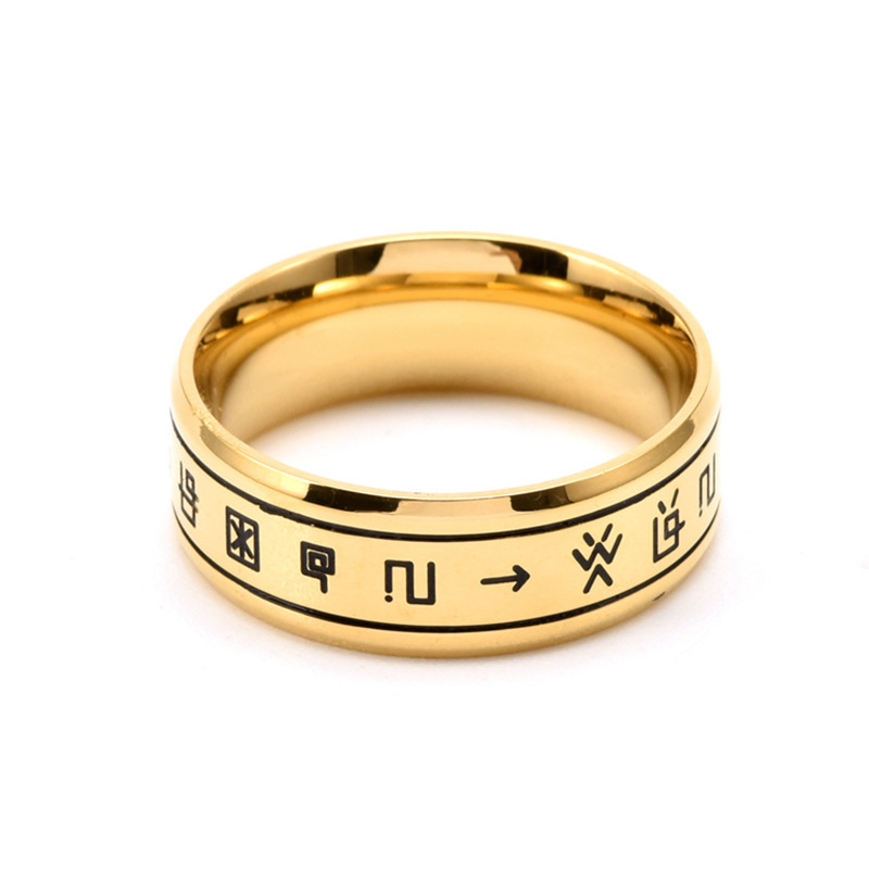 Anillo con letras y símbolos Anillo estilo callejero de moda nacional para hombres El acero de titanio para hombres no se desvanece Accesorios para hombres, regalos y ropa ACRSS/05-35