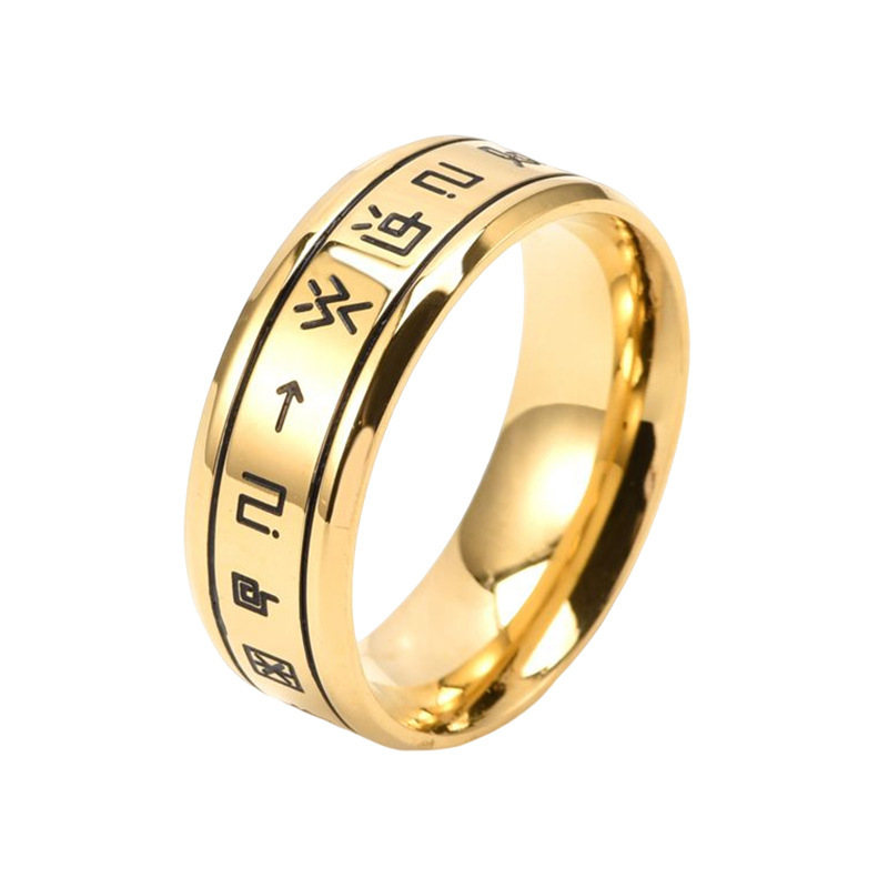 Anillo con letras y símbolos Anillo estilo callejero de moda nacional para hombres El acero de titanio para hombres no se desvanece Accesorios para hombres, regalos y ropa ACRSS/05-35