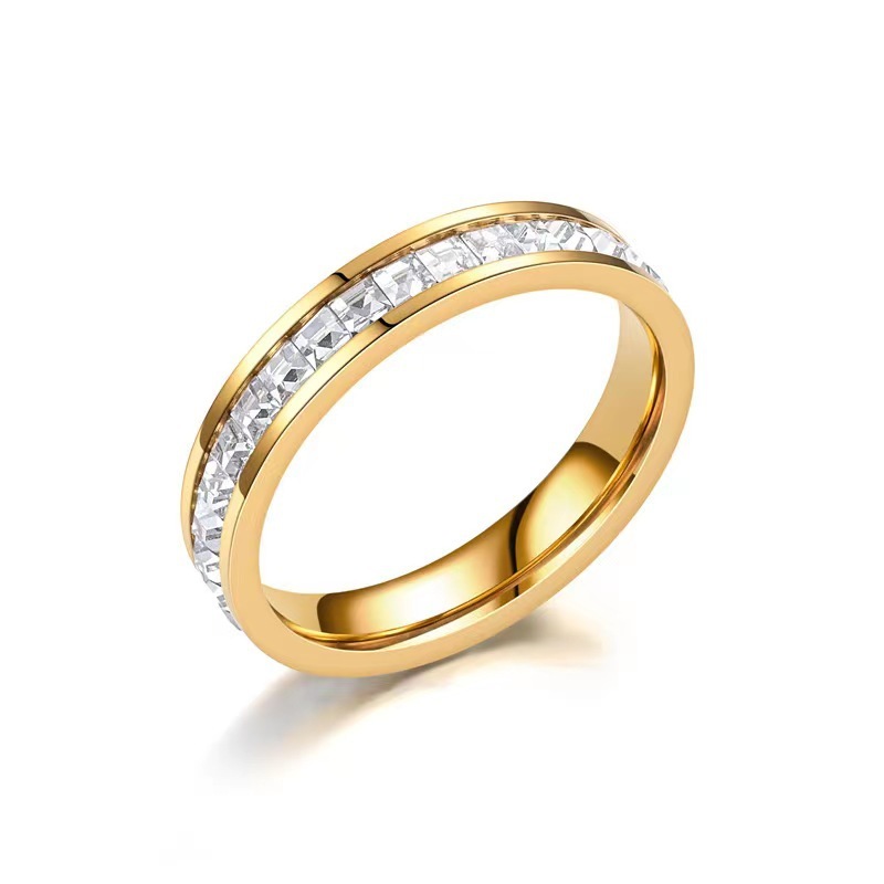 Moda de lujo ligera con sentido de alta gama, anillos para el aliento del bebé para hombres y mujeres, anillos de pareja con incrustaciones de diamantes de acero de titanio y círculos simples y dobles que no se decoloran  ACRSS/05-37
