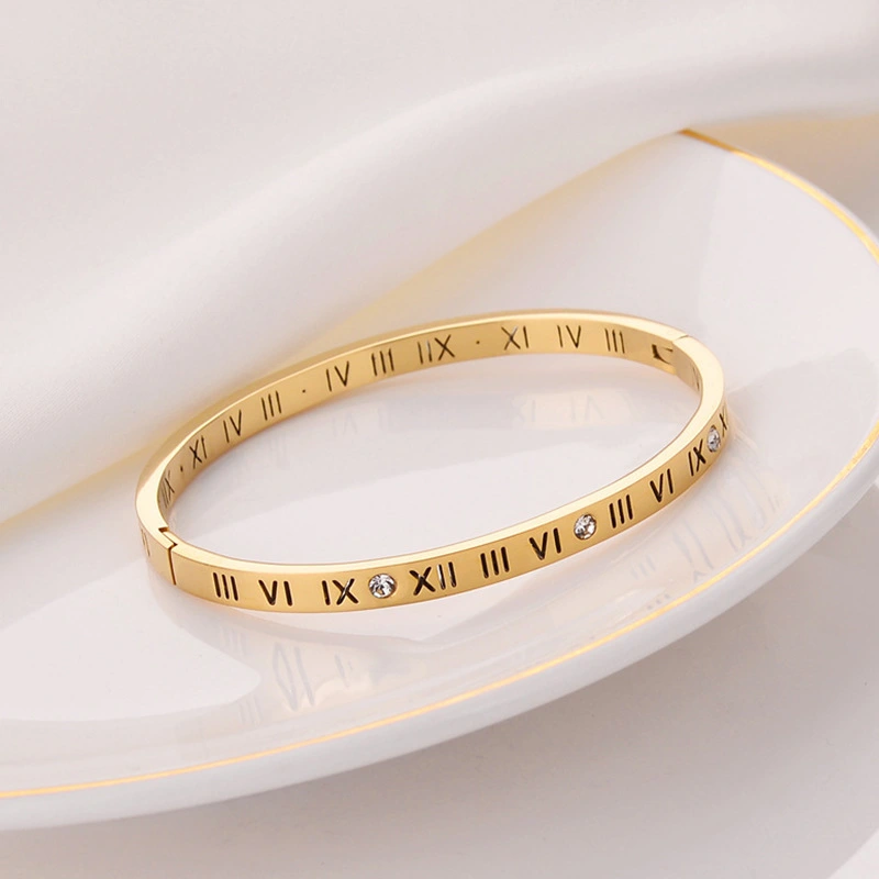 Joyería personalizada de la pulsera de la pulsera del acero inoxidable de los números romanos del circón del diamante de moda  ACRSS/16-61
