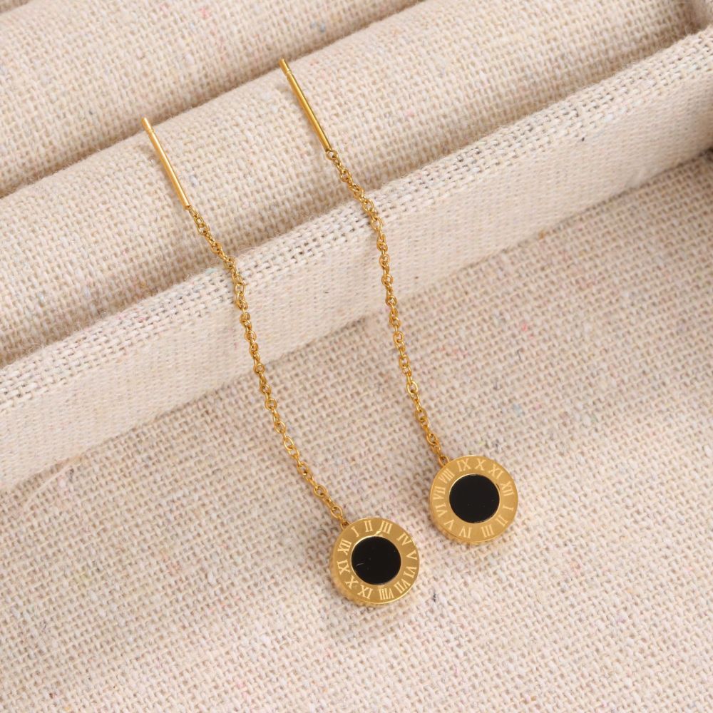 Alambre de oreja con números romanos al por mayor, pendientes simples de acero inoxidable, pendientes largos, accesorios elegantes y versátiles  ACRSS/13-57
