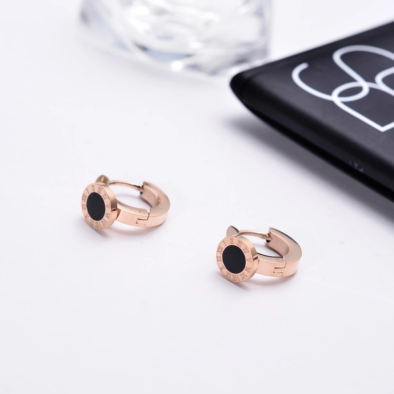 Pendientes de moda con números romanos y pendientes de acero inoxidable con hebilla  ACRSS/14-58