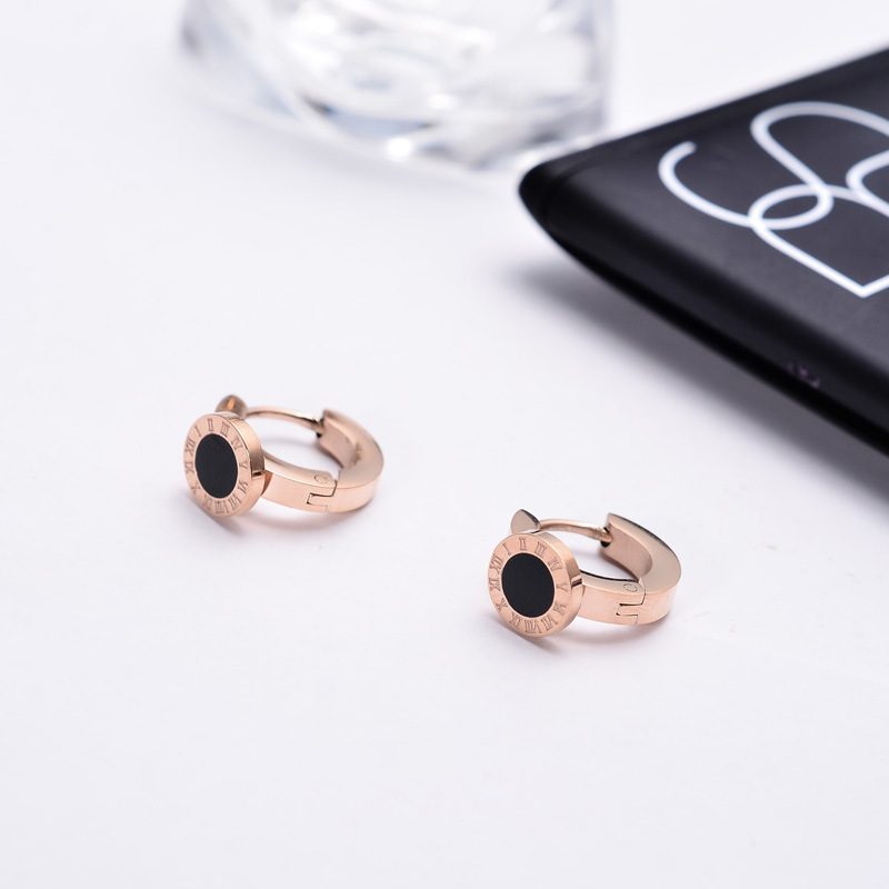 Pendientes de moda con números romanos y pendientes de acero inoxidable con hebilla  ACRSS/14-58