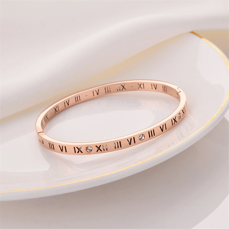 Joyería personalizada de la pulsera de la pulsera del acero inoxidable de los números romanos del circón del diamante de moda  ACRSS/16-61