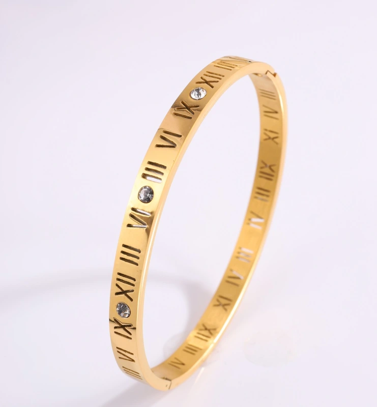 Joyería personalizada de la pulsera de la pulsera del acero inoxidable de los números romanos del circón del diamante de moda  ACRSS/16-61