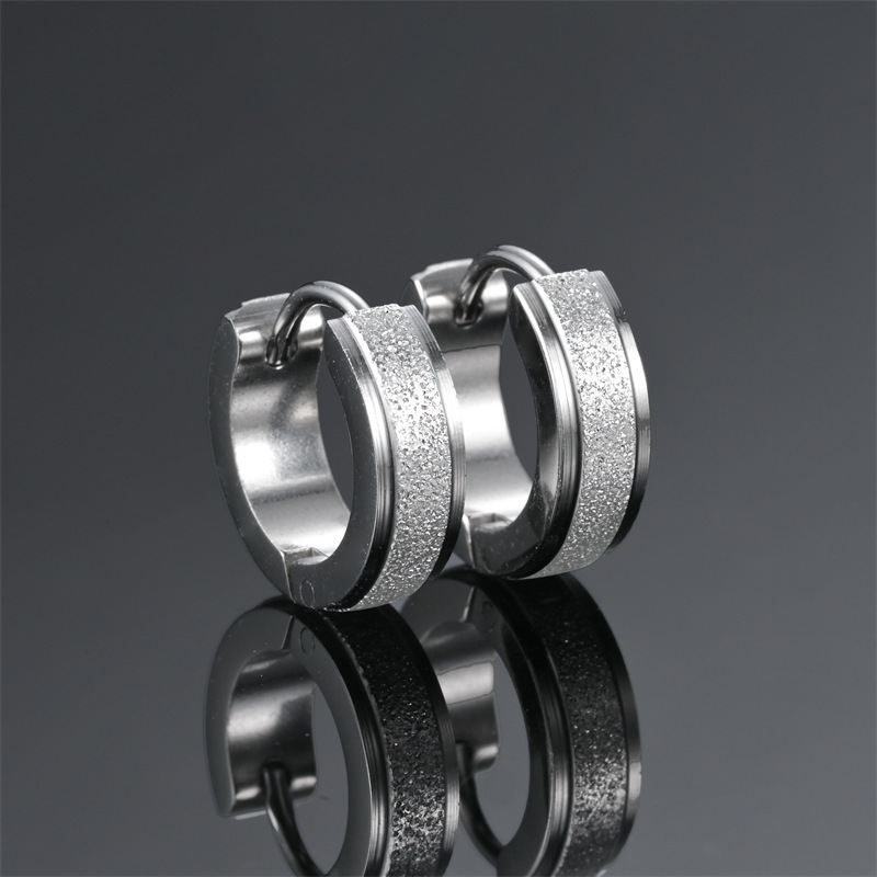 Pendientes de arena prensados ​​esmerilados de moda pendientes de doble paso pendientes esmerilados de acero inoxidable al por mayor  ACRSS/11-49