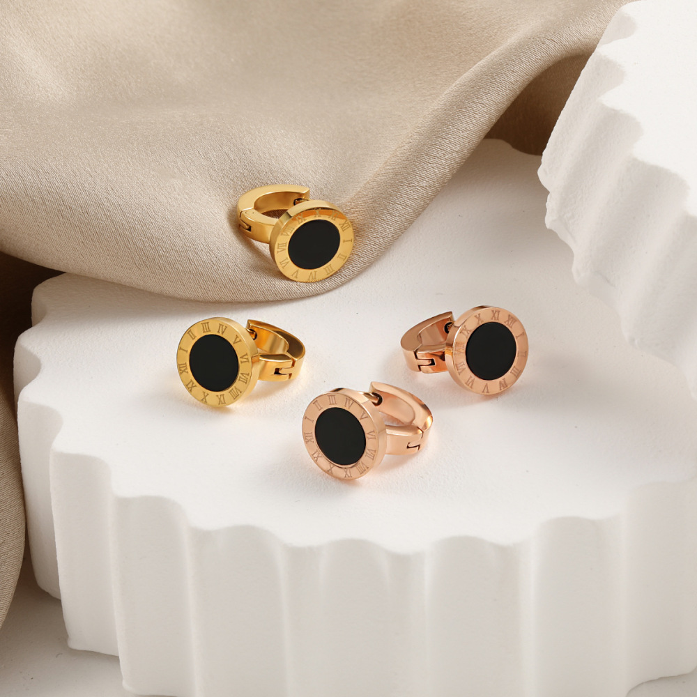 Pendientes de moda con números romanos y pendientes de acero inoxidable con hebilla  ACRSS/14-58